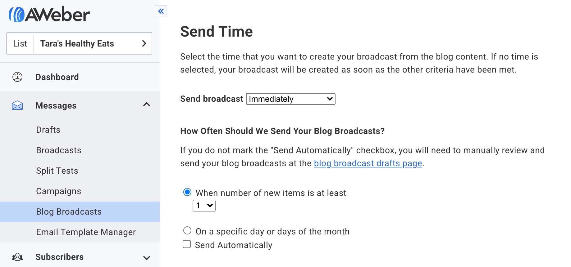 Schedule Your Blog Feed